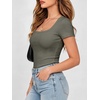 image:imageANRABESS Women Short Sleeve Tops Scoop Neck Ribbed Tee ShirtsArmy Green