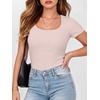 image:imageANRABESS Women Short Sleeve Tops Scoop Neck Ribbed Tee ShirtsBeige