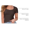image:imageANRABESS Women Short Sleeve Tops Scoop Neck Ribbed Tee ShirtsBrown