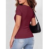 image:imageANRABESS Women Short Sleeve Tops Scoop Neck Ribbed Tee ShirtsDeep Red