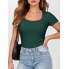 image:imageANRABESS Women Short Sleeve Tops Scoop Neck Ribbed Tee ShirtsForest Green