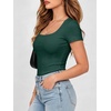image:imageANRABESS Women Short Sleeve Tops Scoop Neck Ribbed Tee ShirtsForest Green
