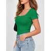 image:imageANRABESS Women Short Sleeve Tops Scoop Neck Ribbed Tee ShirtsGreen