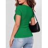 image:imageANRABESS Women Short Sleeve Tops Scoop Neck Ribbed Tee ShirtsGreen