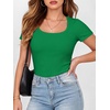 image:imageANRABESS Women Short Sleeve Tops Scoop Neck Ribbed Tee ShirtsGreen