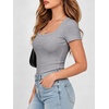 image:imageANRABESS Women Short Sleeve Tops Scoop Neck Ribbed Tee ShirtsGrey