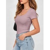 image:imageANRABESS Women Short Sleeve Tops Scoop Neck Ribbed Tee ShirtsGrey Pink
