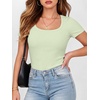 image:imageANRABESS Women Short Sleeve Tops Scoop Neck Ribbed Tee ShirtsLight Green