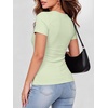 image:imageANRABESS Women Short Sleeve Tops Scoop Neck Ribbed Tee ShirtsLight Green