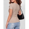 image:imageANRABESS Women Short Sleeve Tops Scoop Neck Ribbed Tee ShirtsLight Khaki