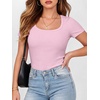 image:imageANRABESS Women Short Sleeve Tops Scoop Neck Ribbed Tee ShirtsPink