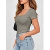 image:imageANRABESS Women Short Sleeve Tops Scoop Neck Ribbed Tee ShirtsSage Green