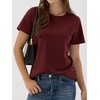 image:imageANRABESS Women Short Sleeve Tops Summer WrinkleFree Basic Tee ShirtsWine Red