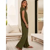 image:imageANRABESS Women Summer 2 Piece Outfits VNeck Top and Wide Leg Pants Set Comfy AllDay Wear for Lounge amp Daily Travel Sets Army Green Large