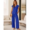 image:imageANRABESS Women Summer 2 Piece Outfits VNeck Top and Wide Leg Pants Set Comfy AllDay Wear for Lounge amp Daily Travel Sets Royal Blue Medium