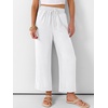 image:imageANRABESS Women Wide Leg Pants Summer Palazzo High Waisted Casual Loose Lounge Flowy Cropped Beach Trousers Work OutfitsWhite