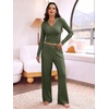 image:imageANRABESS Womens 2 Piece Lounge Henley Pajama Sets LoungewearArmy Green