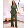 image:imageANRABESS Womens 2 Piece Lounge Henley Pajama Sets LoungewearArmy Green