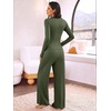 image:imageANRABESS Womens 2 Piece Lounge Henley Pajama Sets LoungewearArmy Green