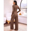image:imageANRABESS Womens 2 Piece Lounge Henley Pajama Sets LoungewearBrown