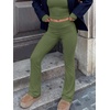image:imageANRABESS Womens 2 Piece Lounge Sets Thermal Fleece Foldover Pants SetArmy Green