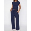 image:imageANRABESS Womens 2 Piece Matching Summer Lounge Set with PocketsNavy Blue