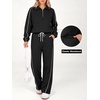 image:imageANRABESS Womens 2 Piece Quarter Zip Fall Fleece Striped SweatsuitsBlack
