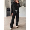 image:imageANRABESS Womens 2 Piece Quarter Zip Fall Fleece Striped SweatsuitsBlack
