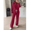 image:imageANRABESS Womens 2 Piece Quarter Zip Fall Fleece Striped SweatsuitsBurgundy