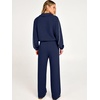 image:imageANRABESS Womens 2 Piece Quarter Zip Fall Fleece Striped SweatsuitsNavy Blue