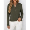 image:imageANRABESS Womens Fall Shirts Long Sleeve Henley Top Dressy Casual BlouseArmy Green