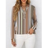 image:imageANRABESS Womens Fall Shirts Long Sleeve Henley Top Dressy Casual BlouseBrown White Strip