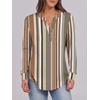 image:imageANRABESS Womens Fall Shirts Long Sleeve Henley Top Dressy Casual BlouseBrown White Strip