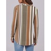 image:imageANRABESS Womens Fall Shirts Long Sleeve Henley Top Dressy Casual BlouseBrown White Strip