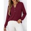 image:imageANRABESS Womens Fall Shirts Long Sleeve Henley Top Dressy Casual BlouseBurgundy