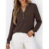 image:imageANRABESS Womens Fall Shirts Long Sleeve Henley Top Dressy Casual BlouseCoffee