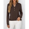 image:imageANRABESS Womens Fall Shirts Long Sleeve Henley Top Dressy Casual BlouseCoffee