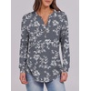 image:imageANRABESS Womens Fall Shirts Long Sleeve Henley Top Dressy Casual BlouseGrey White Floral