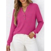 image:imageANRABESS Womens Fall Shirts Long Sleeve Henley Top Dressy Casual BlouseHot Pink