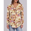 image:imageANRABESS Womens Fall Shirts Long Sleeve Henley Top Dressy Casual BlouseKhaki Beige Floral