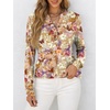 image:imageANRABESS Womens Fall Shirts Long Sleeve Henley Top Dressy Casual BlouseKhaki Beige Floral