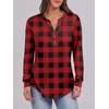 image:imageANRABESS Womens Fall Shirts Long Sleeve Henley Top Dressy Casual BlouseRed Black Plaid