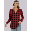 image:imageANRABESS Womens Fall Shirts Long Sleeve Henley Top Dressy Casual BlouseRed Black Plaid