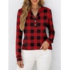 image:imageANRABESS Womens Fall Shirts Long Sleeve Henley Top Dressy Casual BlouseRed Black Plaid