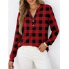 image:imageANRABESS Womens Fall Shirts Long Sleeve Henley Top Dressy Casual BlouseRed Black Plaid