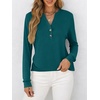 image:imageANRABESS Womens Fall Shirts Long Sleeve Henley Top Dressy Casual BlouseTeal