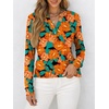 image:imageANRABESS Womens Fall Shirts Long Sleeve Henley Top Dressy Casual BlouseTeal Orange Floral