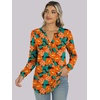 image:imageANRABESS Womens Fall Shirts Long Sleeve Henley Top Dressy Casual BlouseTeal Orange Floral