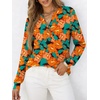 image:imageANRABESS Womens Fall Shirts Long Sleeve Henley Top Dressy Casual BlouseTeal Orange Floral