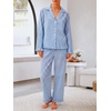 image:imageANRABESS Womens Gingham Pajama Set 2 Piece Striped LoungewearDeep Blue White Stripe